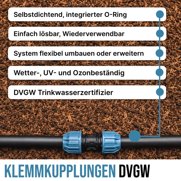 Profi Tropfbewässerung Komplettset 50m/100m für Hecken, Pflanzreihen & Beete - inkl. Netafim Druckminderer, Filtereinheit & Klemmkupplungen